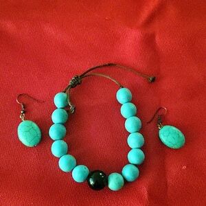 Turquoise bracelet with matching earrings